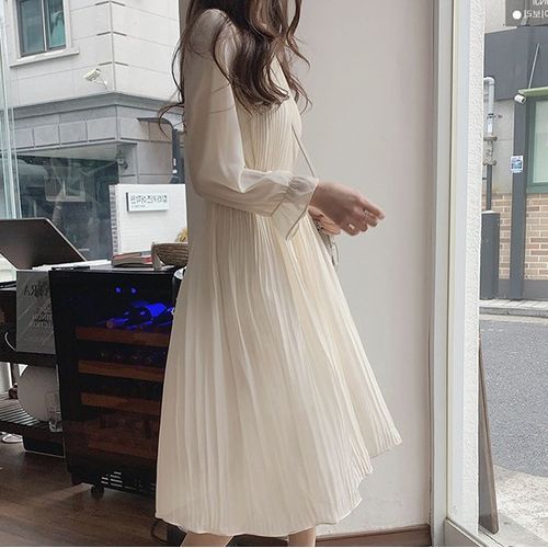 Long sleeve chiffon midi dress 2025