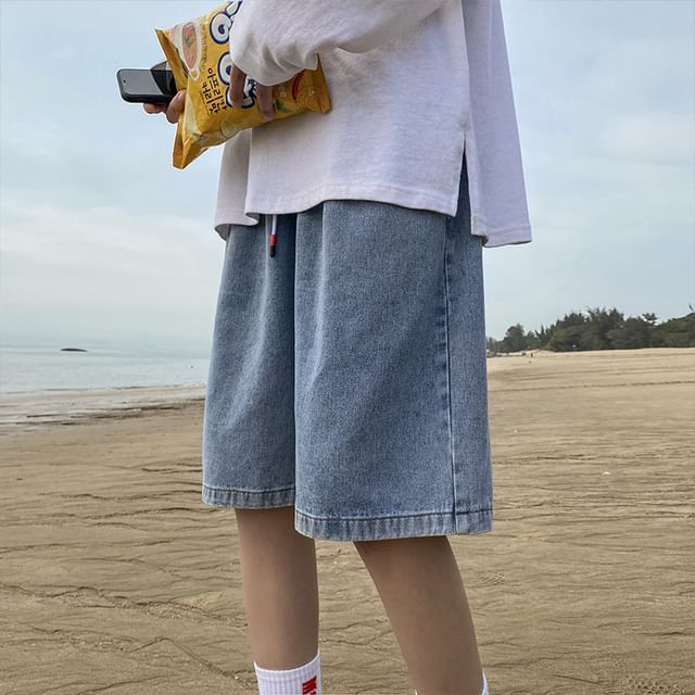 Giuliana-Drawstring Waist Denim Shorts