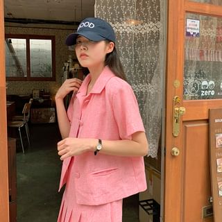 FROMBEGINNING-Collared Boxy Tweed Jacket