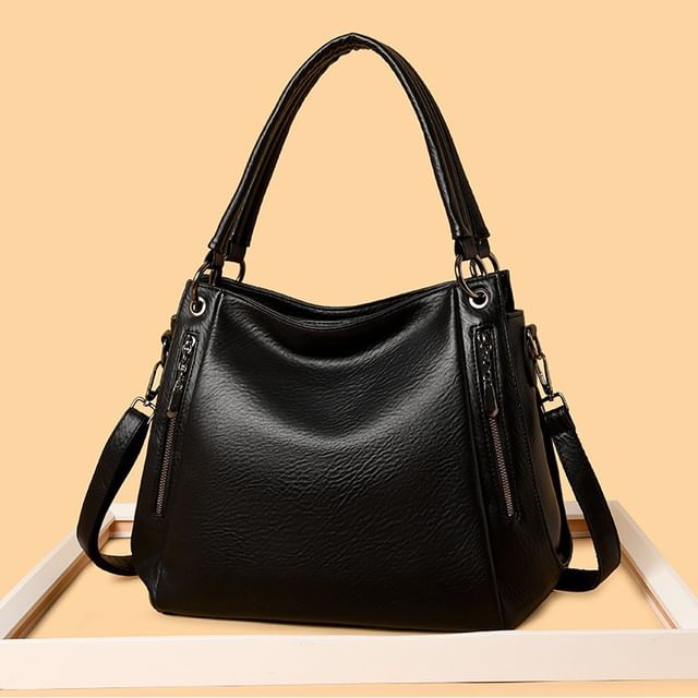 Mayanne-Genuine Leather Plain Shoulder Bag