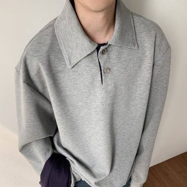 VEAZ-Collar Plain Sweatshirt
