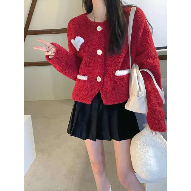 Heart Print Fleece Jacket | YesStyle