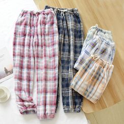 Dogini - Couple Matching Plaid Drawstring Lounge Pants
