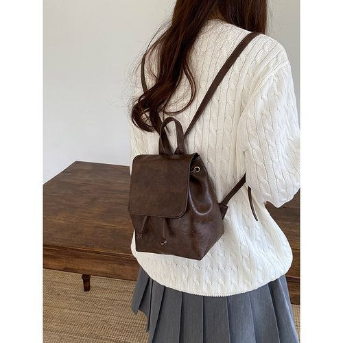 Plain leather backpack hot sale