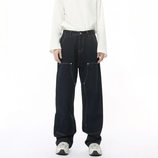 FAERIS-Mid Rise Washed Wide Leg Jeans