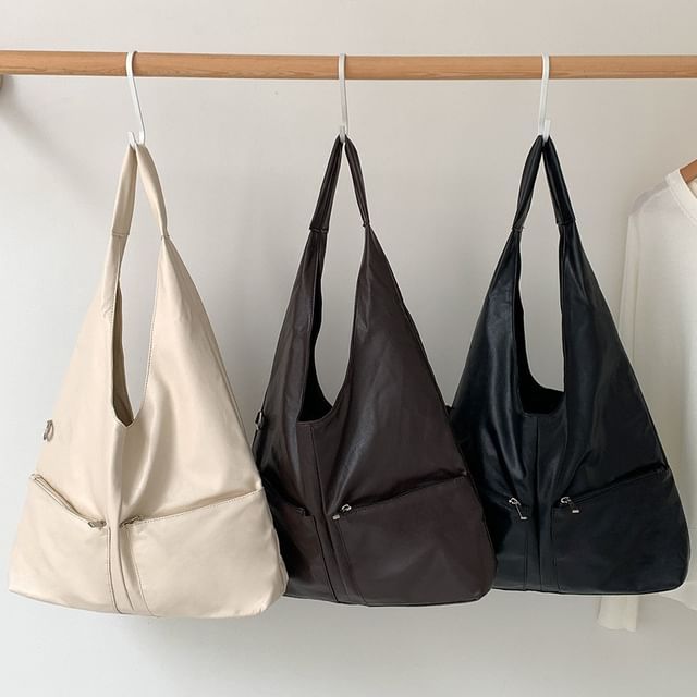 FAYLE-Multi-Pocket Faux Leather Tote Bag