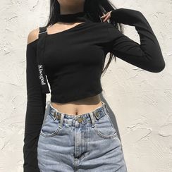 Trisica - Cutout Shoulder Long-Sleeve Crop Top Trisica - Cutout Shoulder Long-Sleeve Crop Top