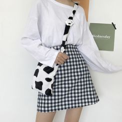 TangTangBags - Milk Cow Print Fuzzy Crossbody Bag TangTangBags - Milk Cow Print Fuzzy Crossbody Bag
