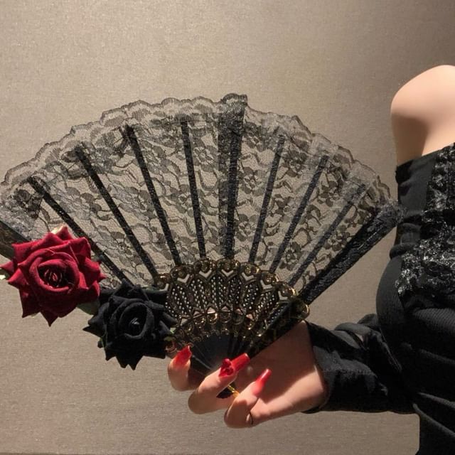 Chimerro-Lace Corsage Foldable Hand Fan