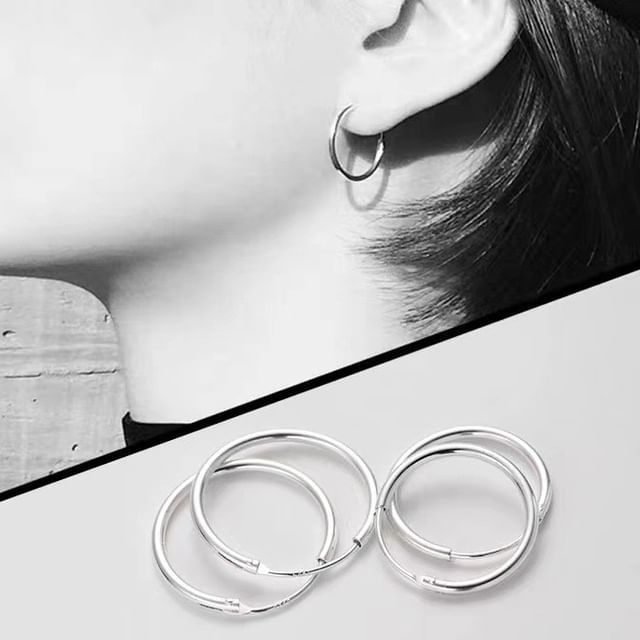 pexrl jewelry-925 Sterling Silver Hoop Earring