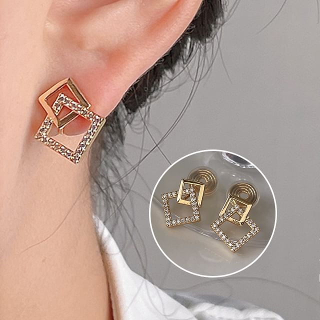 Chimerro-Square Rhinestone Alloy Ear Cuff