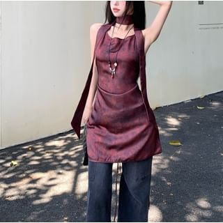 Whoosh-Halter Open Back Tunic Top