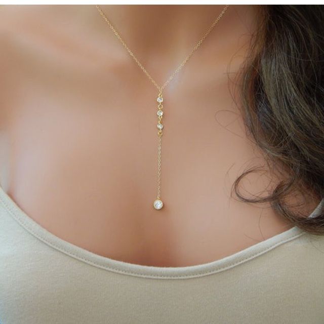 Parskletie-Rhinestone Drop Necklace