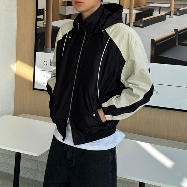MRCYC-Color Block Hooded Zip Jacket