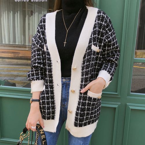 metal button cardigan