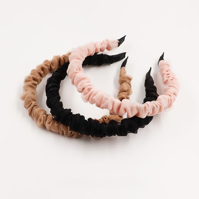 Koi Kawaii-Plain Ruched Mesh Headband