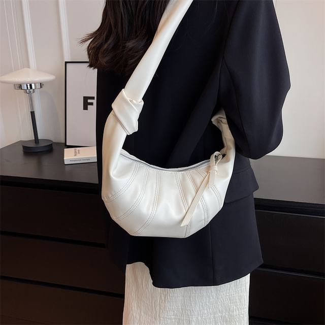 Hikuozy-Panel Faux Leather Crossbody Bag