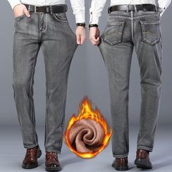 Denimic - Fleece-Lined Straight Leg Jeans