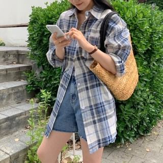 ISSOL-Long-Sleeve Plaid Shirt