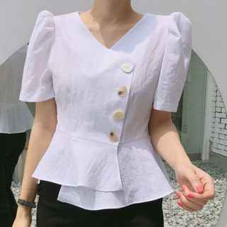 button peplum blouse