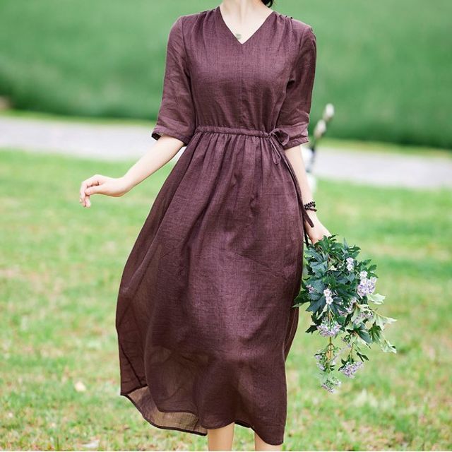 Linen a 2024 line dress