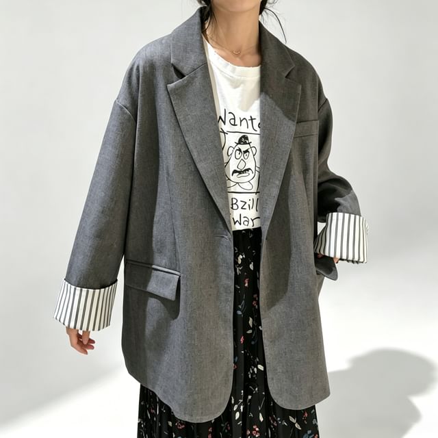Strawolf-Blazer ample à bouton unique