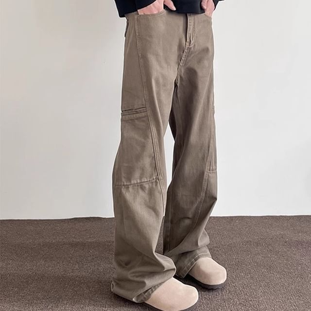 emeisa-High Waist Plain Wide Leg Pants