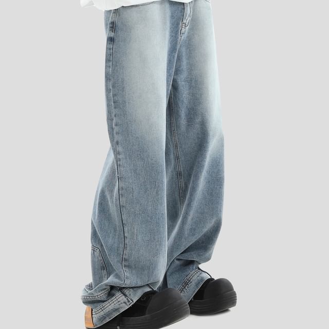 INStudio-Mid Rise Washed Loose Fit Jeans