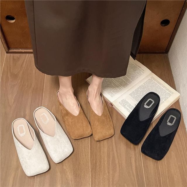 Anjay-Square Toe Plain Mules