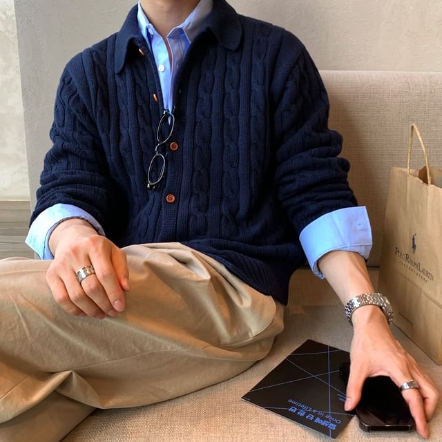 MRCYC-Long Sleeve Collared Plain Shirt