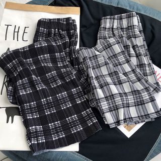 plaid pants loose fit