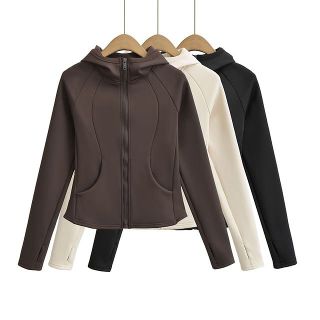 Ulark-Hooded Plain Zip-Up Jacket
