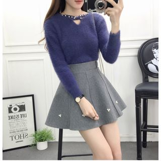 Everose-Mini Beaded A-Line Skirt