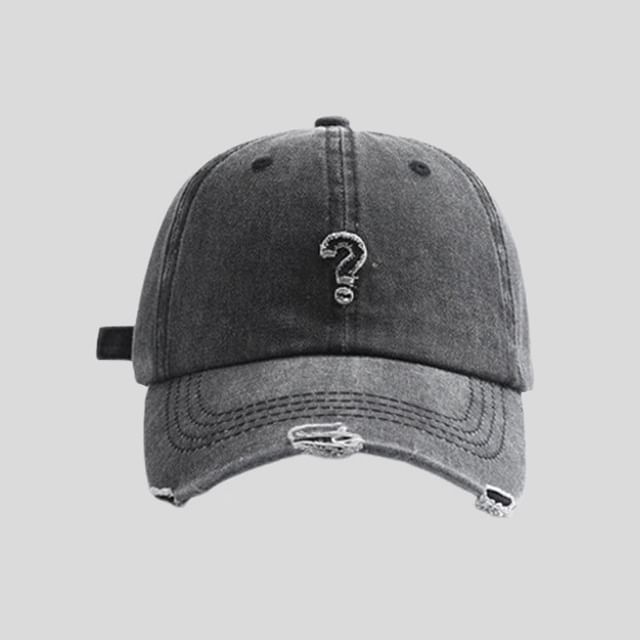 Oktokki - Question Mark Distressed Baseball Cap | YesStyle