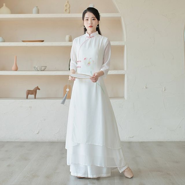 Glaypio - Traditional Chinese Long-Sleeve Dress / Pants | YesStyle