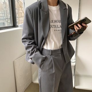FROMBEGINNING-Formal Snap-Button Crop Blazer