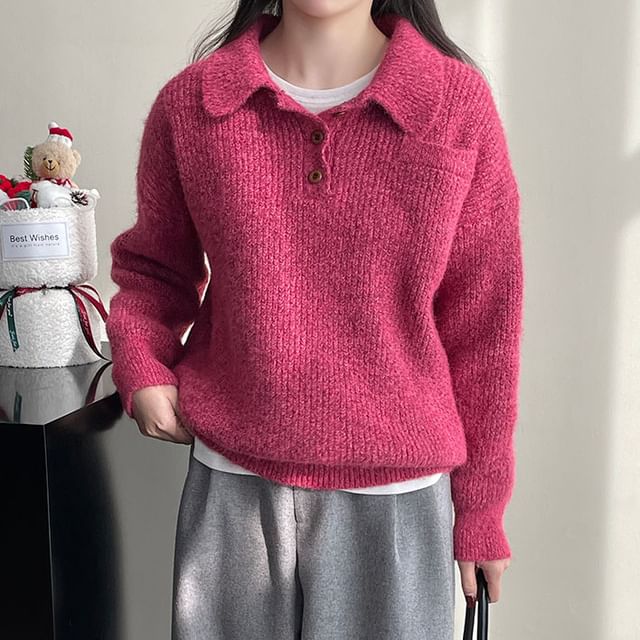 Keiko Girl-Collared Plain Sweater