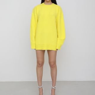 LIPHOP Loose Fit Color Sweater Yellow