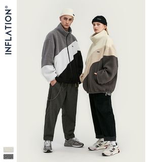 color block fleece jacket
