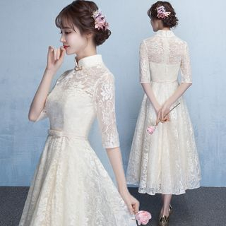 lace midi prom dress