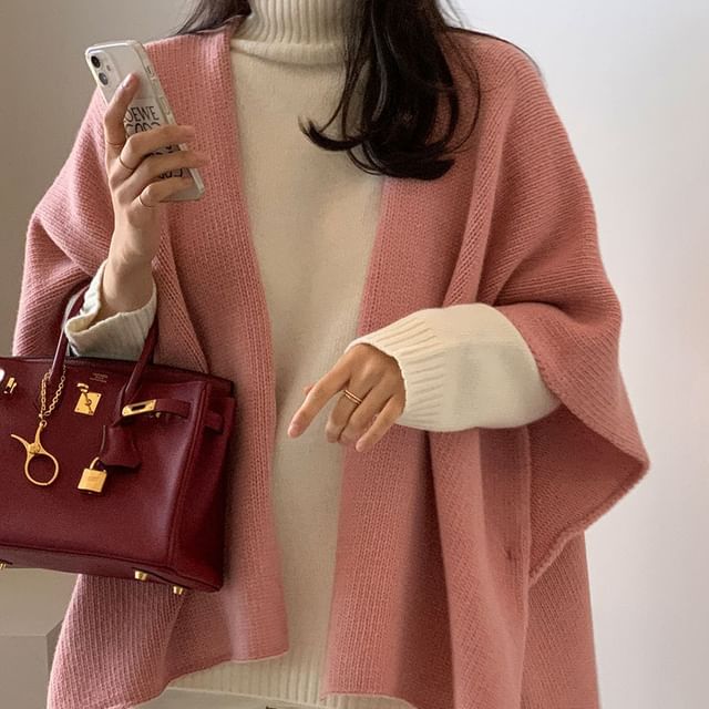 Alfie-Plain Knit Open Front Cape