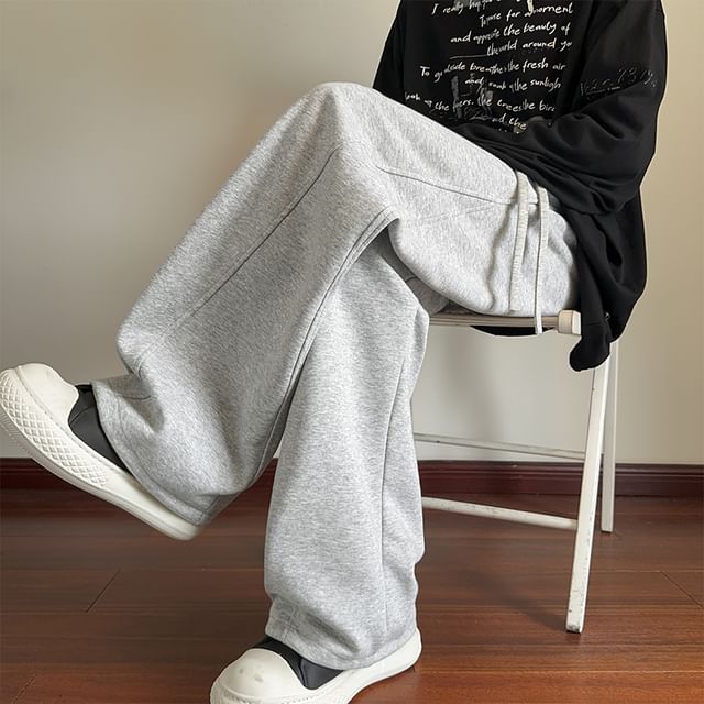 Priam-Mid Rise Plain Wide Leg Pants