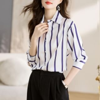 Dragan Pulse-Long-Sleeve Striped Button-Up Shirt