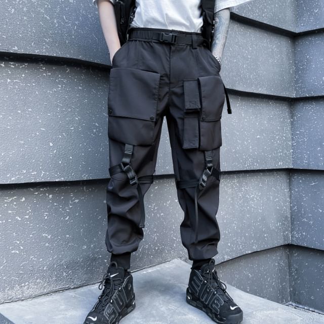 Andrei-Mid Rise Plain Straight Leg Cargo Pants