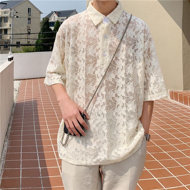 VEAZ - Short-Sleeve Lace Polo Shirt | YesStyle