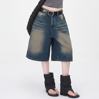 Litoya-Low Rise Washed Denim Jorts