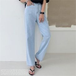 NAK21 - Washed Semi Wide-Leg Jeans NAK21 - Washed Semi Wide-Leg Jeans