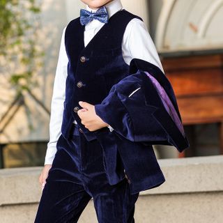 blue velvet blazer dress
