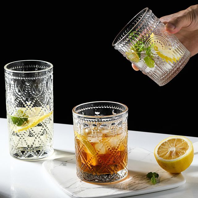Yulu-Embossed Glass Drinking Cup
