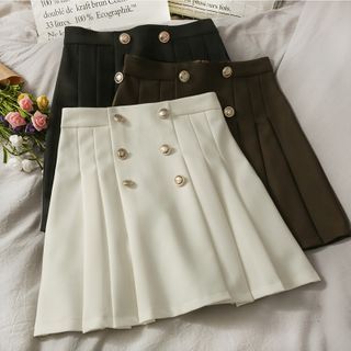 Lemongrass - High-Waist Pleated Mini Skirt | YesStyle